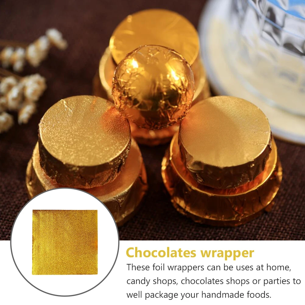 

600pcs Aluminum Foil Wrapper 8x8cm Food Grade Chocolate Aluminum Foil Wrapper Wrapping Paper for Bakery Party