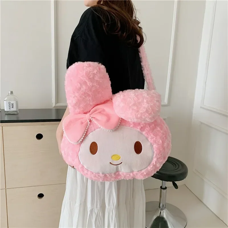 

Xiuya My Melody Shoulder Bag for Women Plush Cute Pink Fashion Large Capacity Crossbody Bag Fluffy Kawaii Harajuku New Handbag