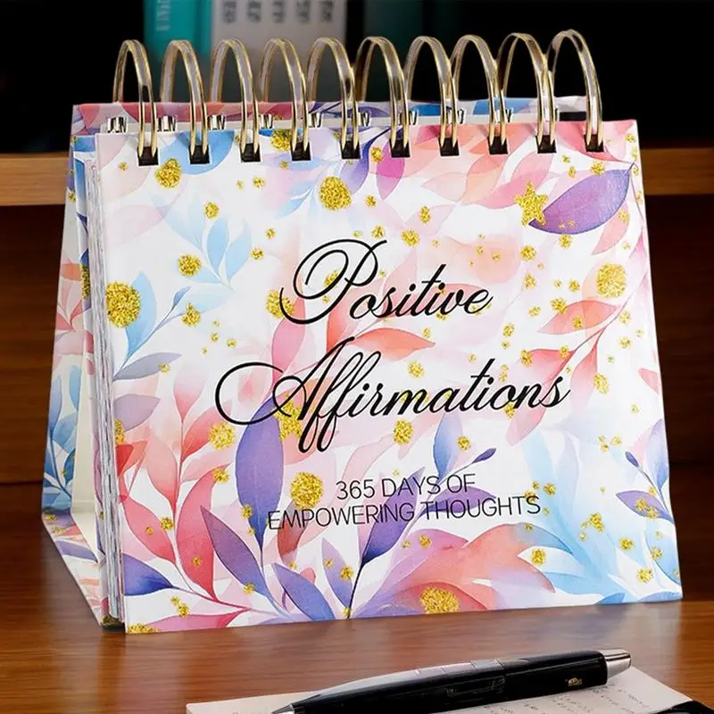 365 يوما تأكيدات إيجابية أجندة مكتبية /رزنامة مكتبية 2025 الدائمة F-lip لفائف تقويم مكتبي مع اقتباسات ملهمة
