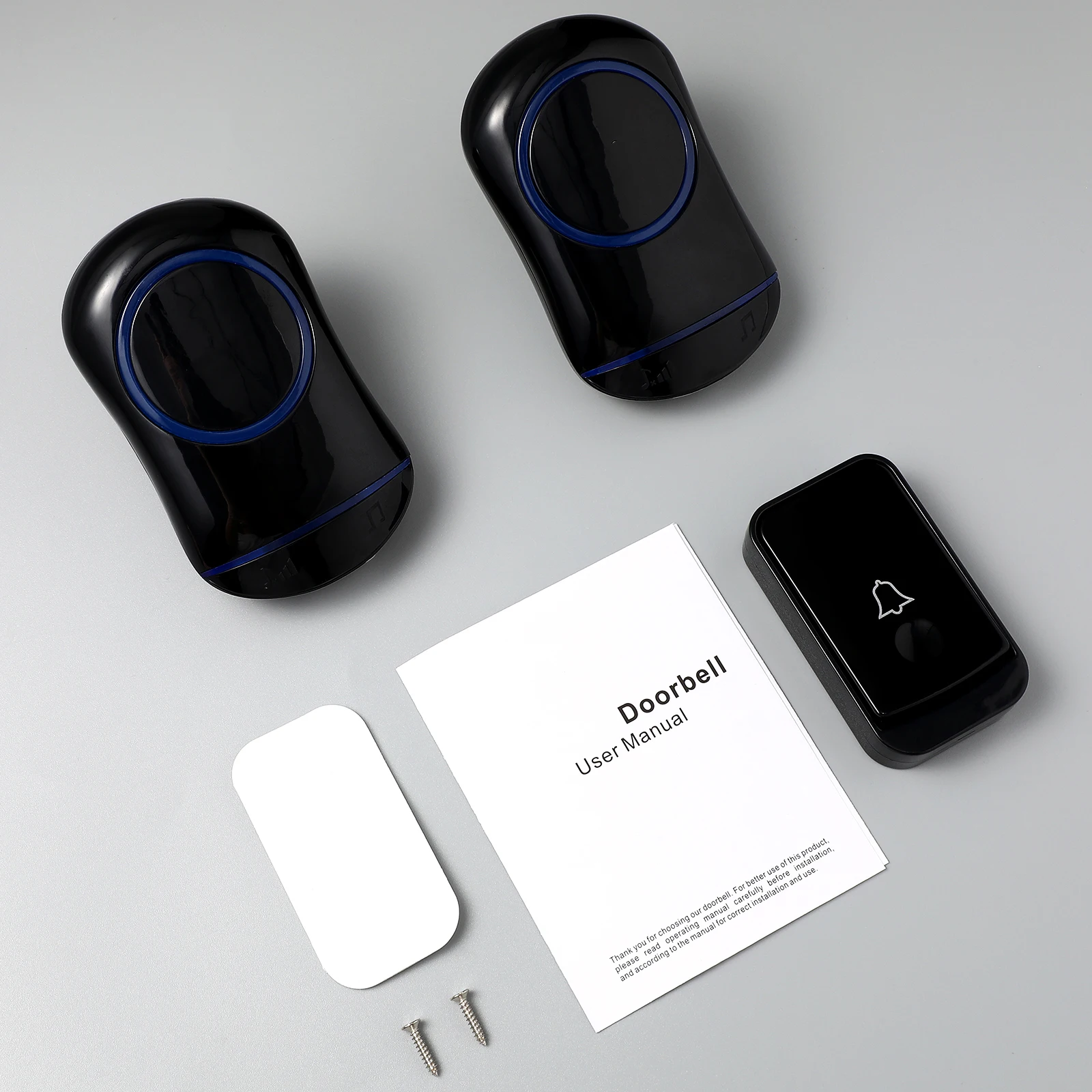 

Wireless Doorbell Cordless Electronic Bell Plug in Distance Adjustable Volume Music Ringtones Flashing Button