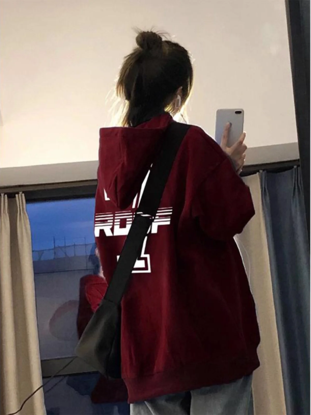 

Laid-ba Red American Sle Fce Lined Hoodie Coat for Men with Big Hats Autumn Winter Faion Brand Couple Outfits
