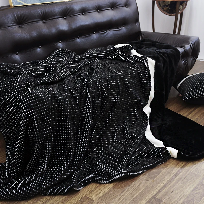 CHEERS Style Chivas Black and White Plaid Stitching Imitation Fur Blanket Achievement Extraordinary Quality Cover Blanket