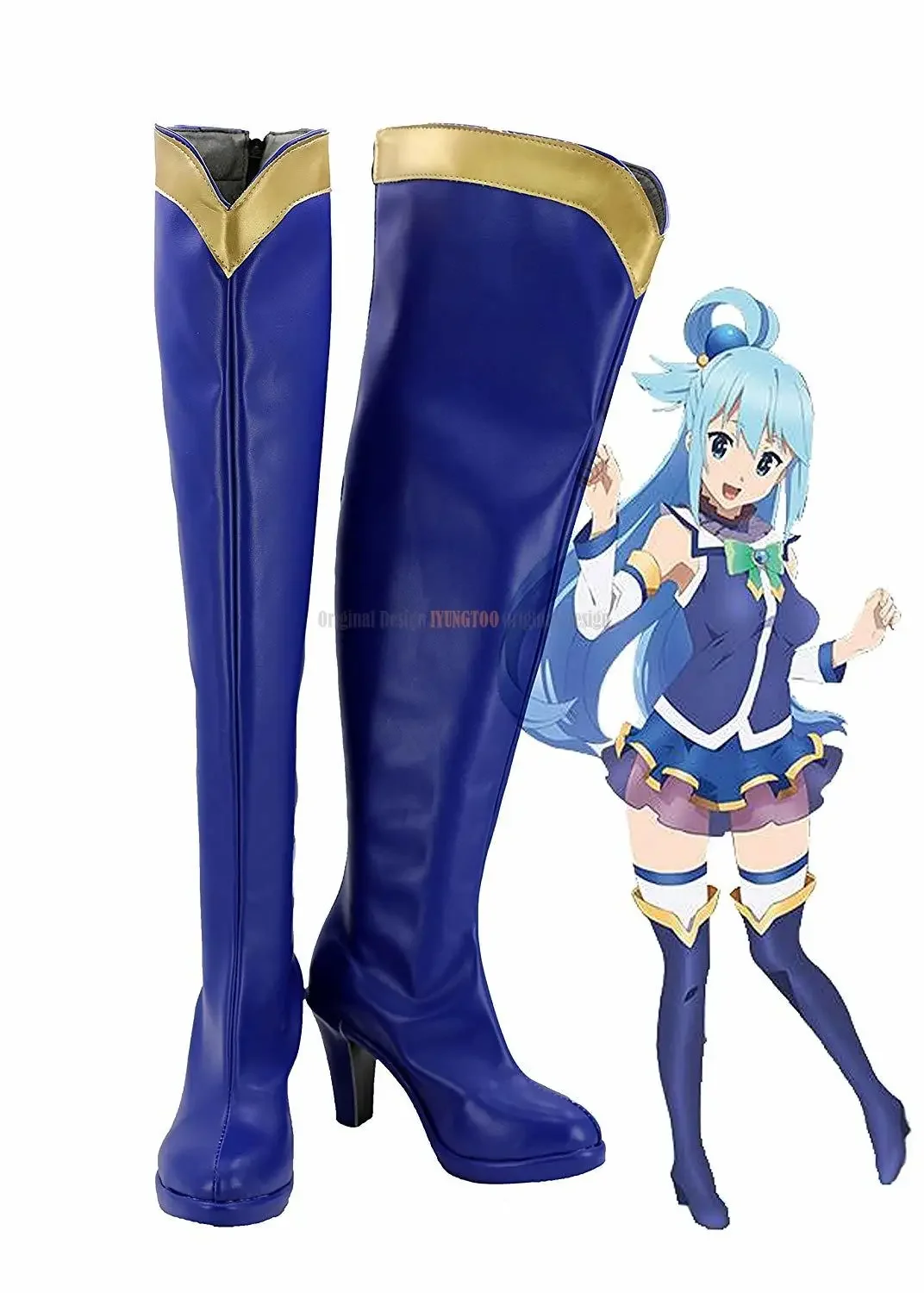 

Косплей Aqua Shoes KonoSuba: Божье благословение в этом чудесном мире! Aqua Косплей Сапоги Туфли на высоком каблуке Аниме