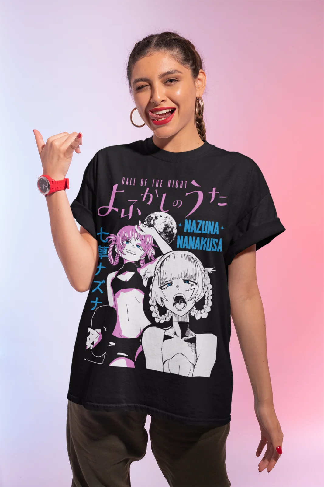 Kou Yamori Shirt Call Of The Night Nazuna Nanakusa Anime Kawaii Shirt Soft Tee