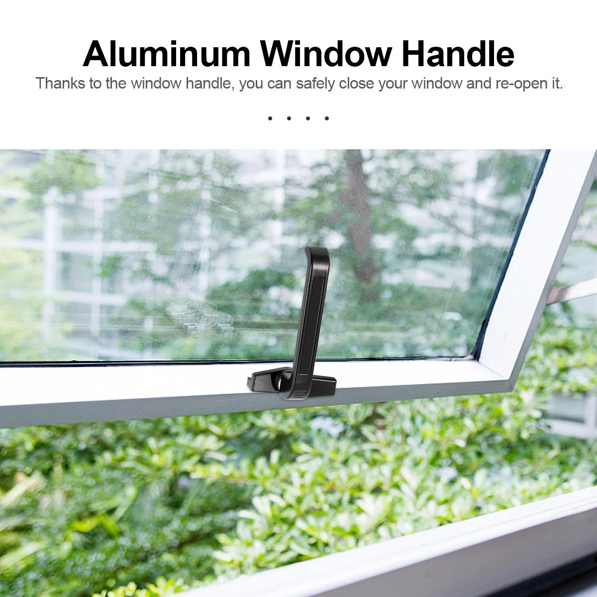 

2pcs Inner Window Handle Aluminum Window Handle Child Safety Window Locks Window Accessory for Home House Office (Black)
