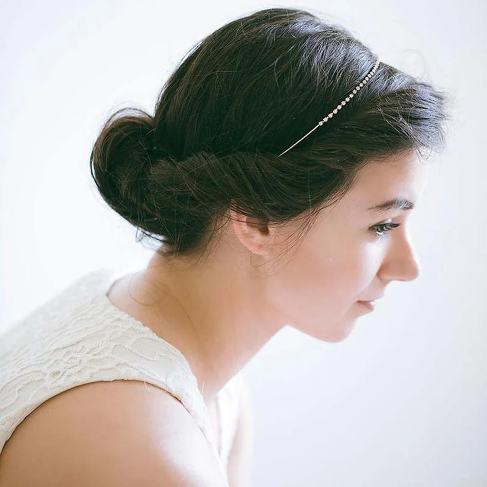 

2Pcs Women Glitter Crystal Hairband Wedding Hair Hoop Full Rhinestone Party Delicate Silver Accessories Women Headband