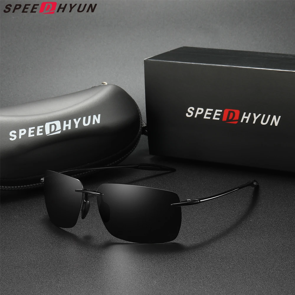 

SPEEDHYUN TR90 Rimless Sunglasses Men Ultralight Square Frameless Sun Glasses For Women Designer Mirror Lens Unisex