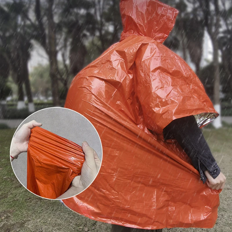 

Outdoor Thickened Raincoat Camping Aluminum Foil Raincoat Waterproof Survival Emergency Reflective Poncho Camping Gear Accessori