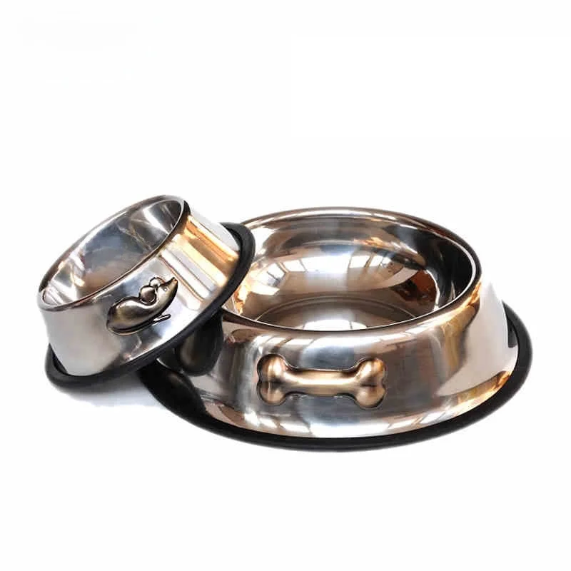 

Миска для домашних животных из нержавеющей стали, миска для собак, миска для кормления с рисунком косточки, миска для собак породы Тедди, миска для кормления, миска для кормления с рисунком косточки, зоотовары