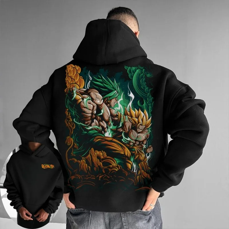 

2025 Oversize 4xl Anime Dragon Ball Brolli Print Loose High-quality Autumn and Winter Thick Inner Layer Y2k Hooded Sweatshirt