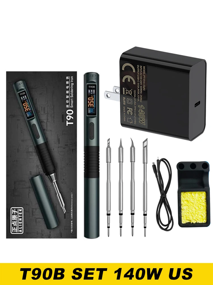 ALIENTEK T90 Smart Lötkolben 140 W Tragbare Digital Display Automatische Schlaf PCB Präzision Lötkolben Reparatur Tool Kit