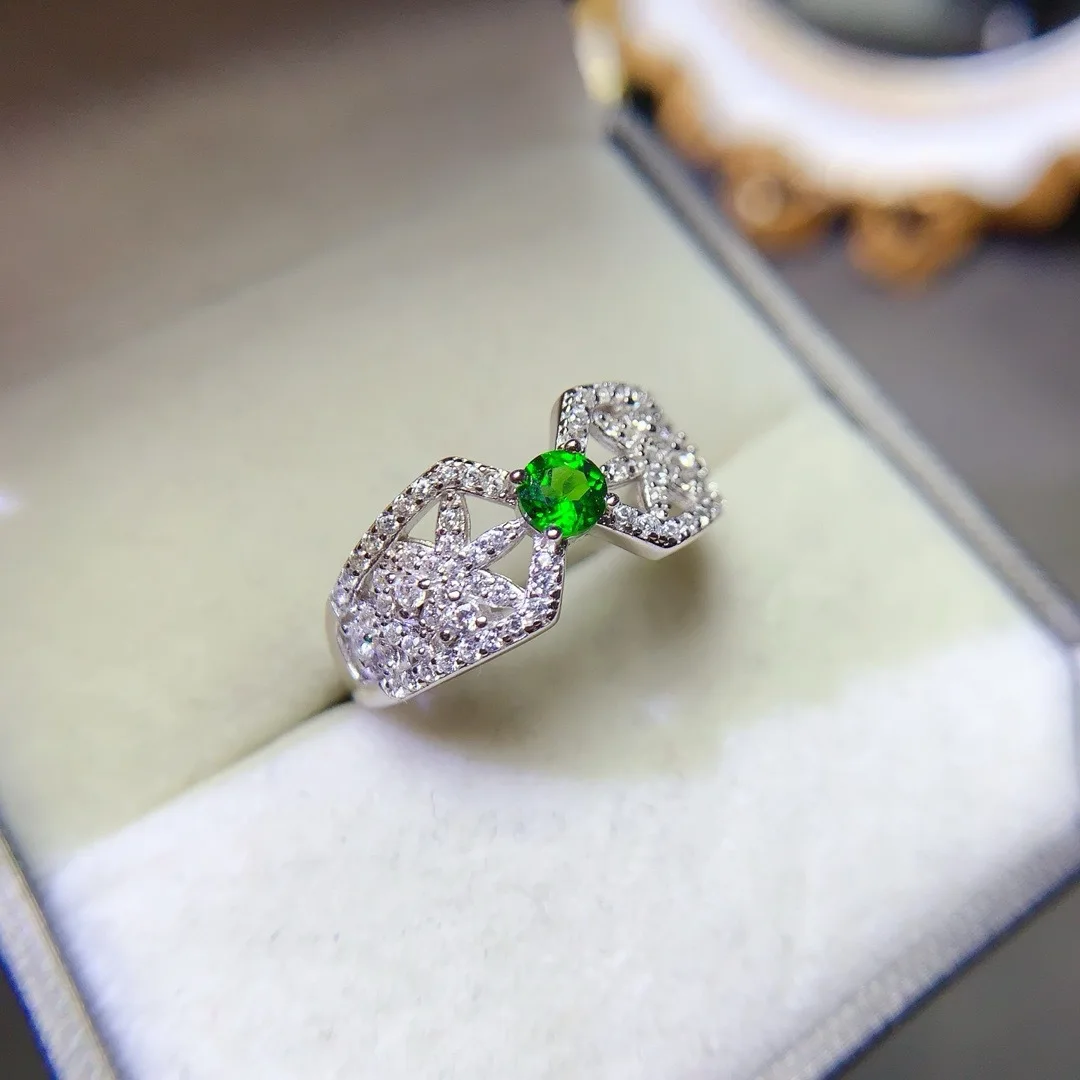 

Яркое кольцо Diopside из стерлингового серебра S925, шикарные женские украшения, гламурный подарок, роскошный подарок с экспертным дизайном