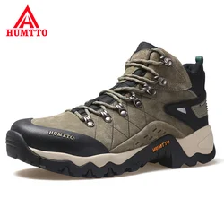 HUMTTO Waterproof Trekking Sneakers for Men Winter Leather Hunting Outdoor Hiking Shoes Sport Walking Tactical Safety Boots Mens