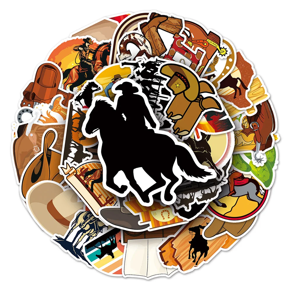 10/30/50pcs Cartoon Vintage Western Cowboy Stickers Cool Graffiti Decals Motorcycle Phone Suitcase Bike Waterproof Sticker Decor view 3