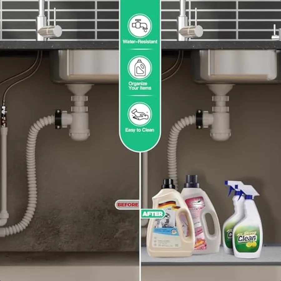 TRZZ Tappetino sottolavello impermeabile in silicone 34" x 22" Vassoio antigoccia e rivestimento per armadio per cucina e bagno impedisce danni causati dall'acqua e