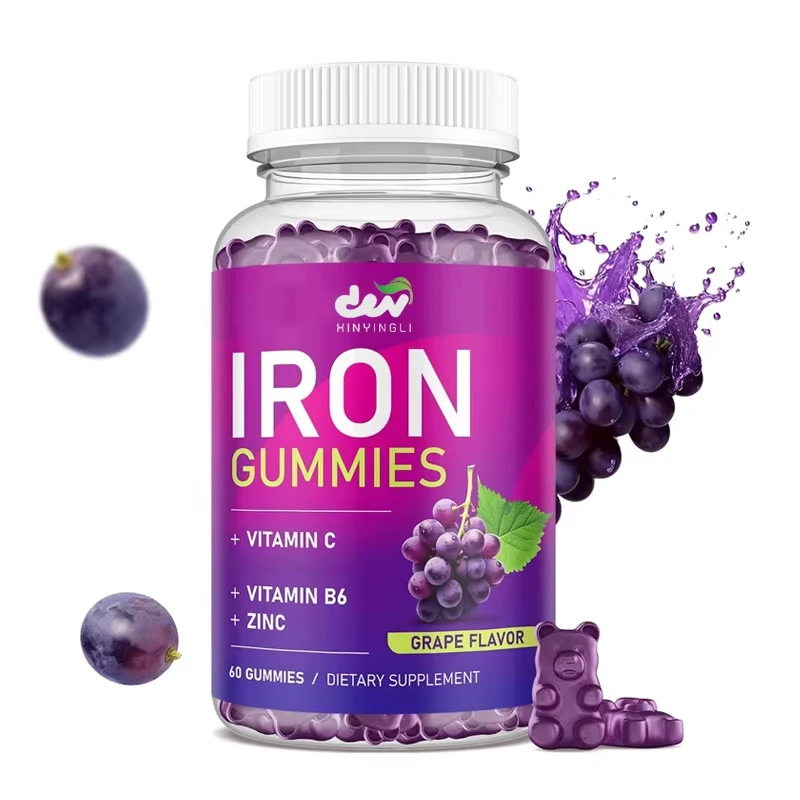 With Vitamin C, B12, B6, Zinc - Blood Builder & Energy - Iron Supplement Gummies Support for Iron Deficiency, Anemia