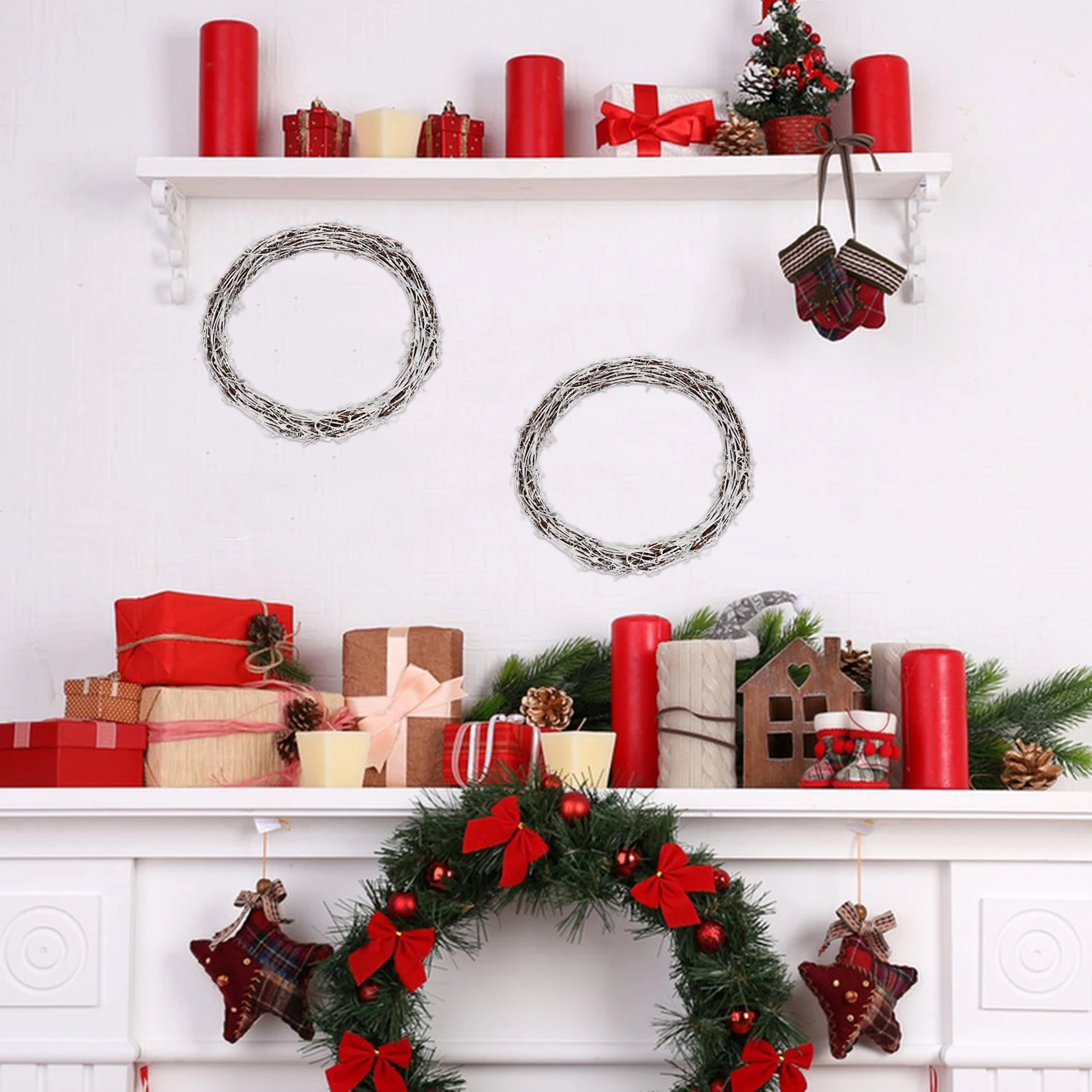 

2Pcs Rattan Wreath Frame Rustic Circle DIY Craft Supplies for Christmas Floral Hanging Front Door Decor Round Rattan Wreath