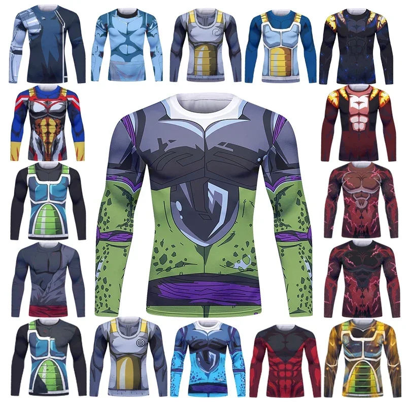 BJJ Fight Rashguard Men's Sports T-shirt Tops Fitness Printed Sublimation Boxing MMA Compression Tights Long Sleeve T-Shirts