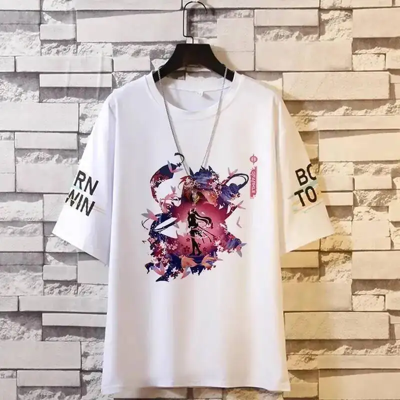 

Аниме-игра Honkai: Star Rail Cos Acheron Rappa Firefly Kafka и т. д. 2025 унисекс, повседневная повседневная футболка из чистого хлопка с принтом