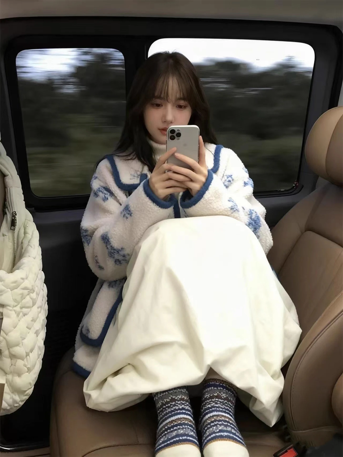 السيدات الأزهار طباعة فرو الضأن Jaet Double ket فضفاضة تناسب الدافئة أعلى تخفيف Sle شتاء جديد وصول Gentle Ele Contras...