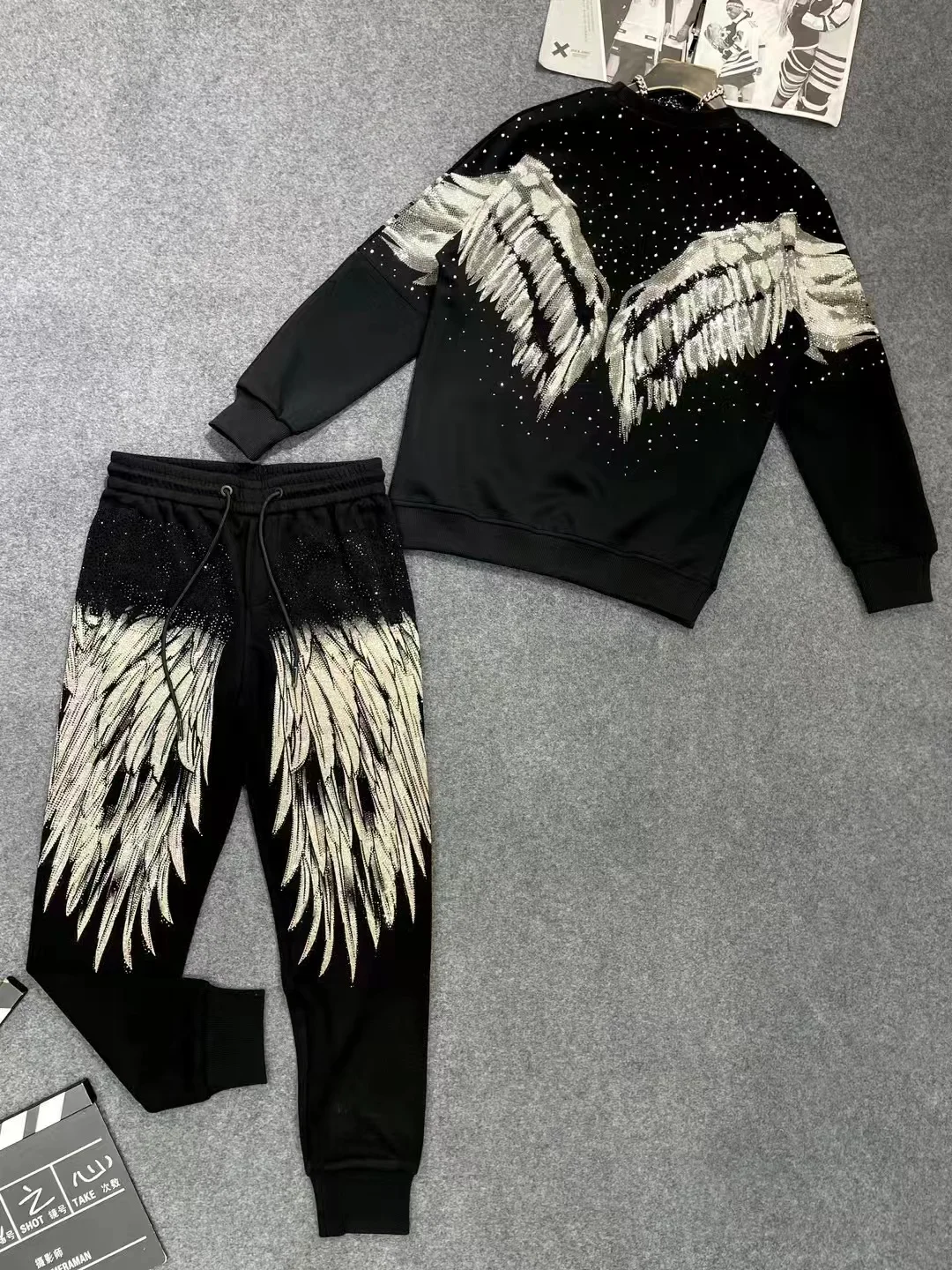 2025 New Autumn Five-Pointed Star Loose Casual Sweatshirt Starry Heavy Embroidery Rhinestone Round Neck Fashion Pullover for Men