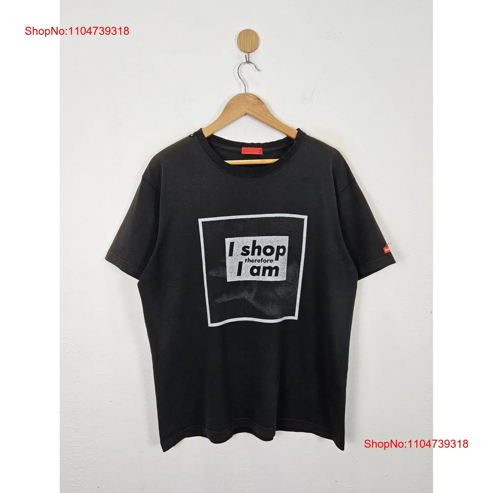 

Барбара Крюгер I Shop Therefore Am рубашка винтажная стираная унисекс модная универсальная эластичная дизайнерская одежда повседневная