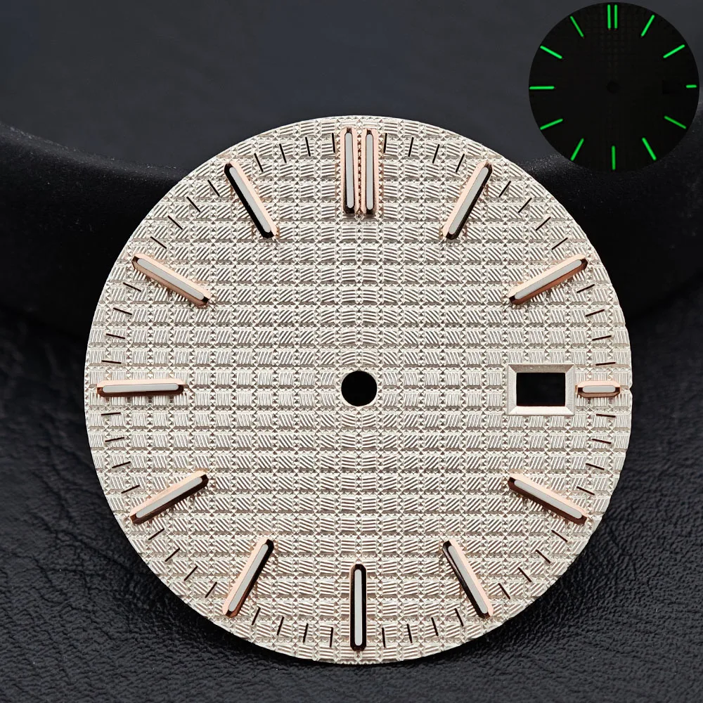 NH35dial 31.8mm Diameter Single Calendar Dial for NH35 Watch Movement with Green Illuminated Dial and Hands Accessories image 3