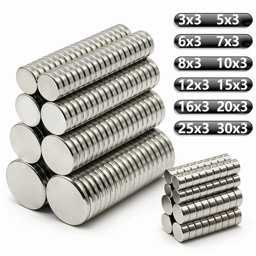 Super Powerful Small Neodymium Magnet Round 5/6/8/10/15/20x3mm N35 NdFeB Strong Permanent Magnetic imanes Refrigerator Magnets