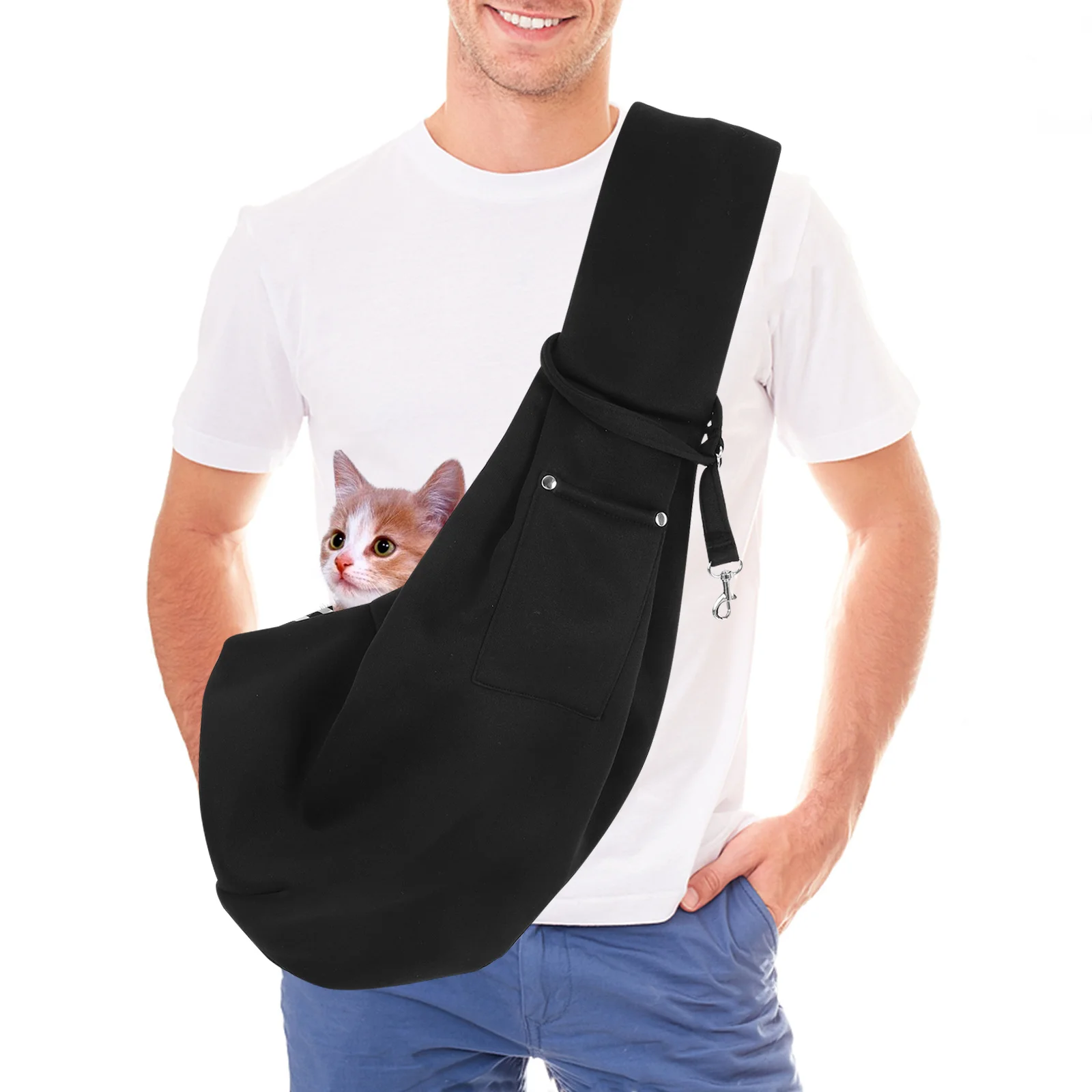 

Pet Shoulder Bag Black Portable Dog Carrier Sling For Small Dogs Cats Breathable Mesh Travel Carrier Adjustable Strap