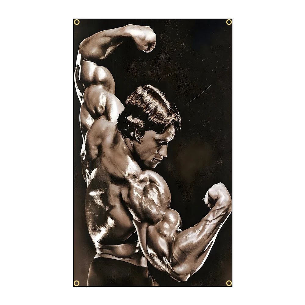 3x5 Ft Bodybuilding GYM Schwarzenegger Ronnie Flag Polyester Printing Banner for Garage Wall Out Door Decoration With Grommets