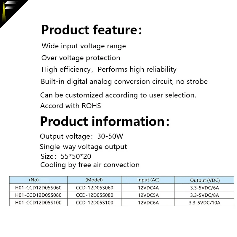 50W-PWM يعتم مصدر طاقة تيار مستمر - سائق واحد