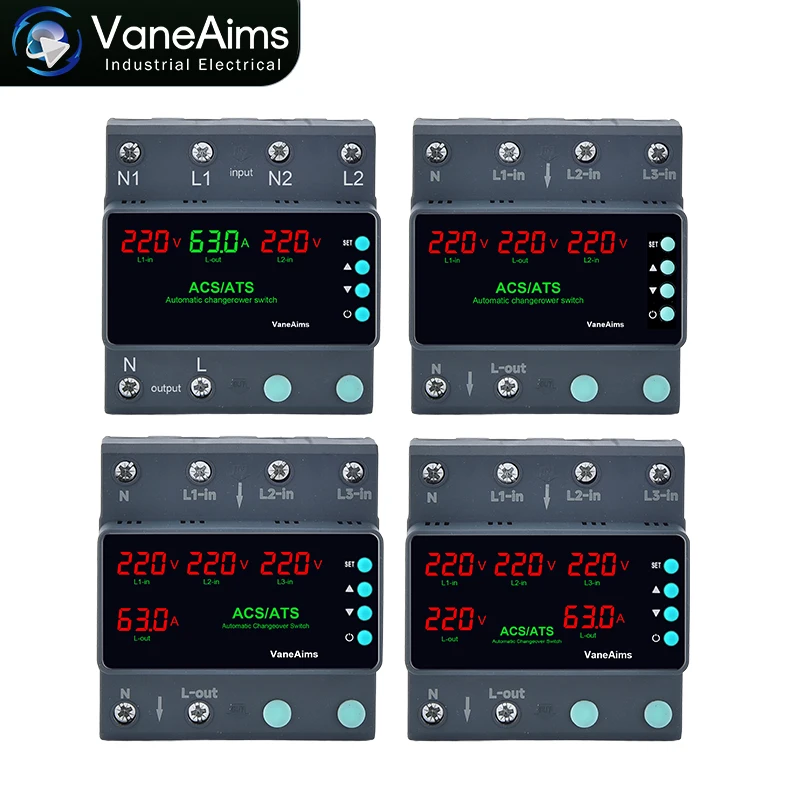 

Автоматический переключатель ввода резерва (ATS) с двойным питанием, 220В, защита от перенапряжения и пониженного напряжения, 63А, 100А, трехфазный селектор для солнечных батарей