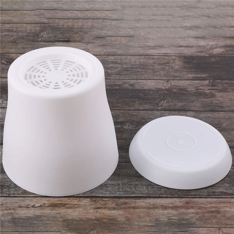 A59E-Plastic Plant Flower Pot Planter With Saucer Tray Round Gloss Home Garden Decor, White Upper Caliber -, 17Cm / 6.69"