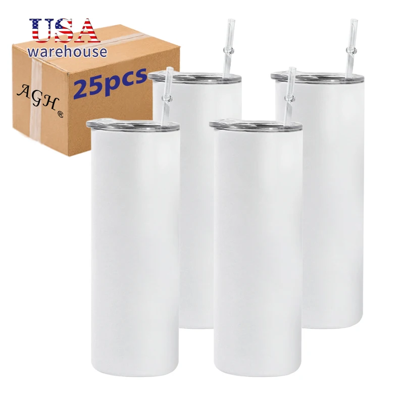 

25pcs Hot Selling 20oz Matte Double Wall Stainless Steel Insulated Sublimation Blank Straight Tumbler With Plastic Straw Wang