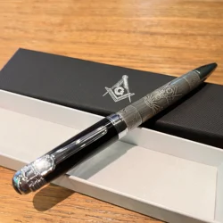 Masonic Symbols Noblest Ancient Silver Heavy Weight Silvery Clip Writing Ballpoint Pen/ wallet With Gift Box (Black/red/green)