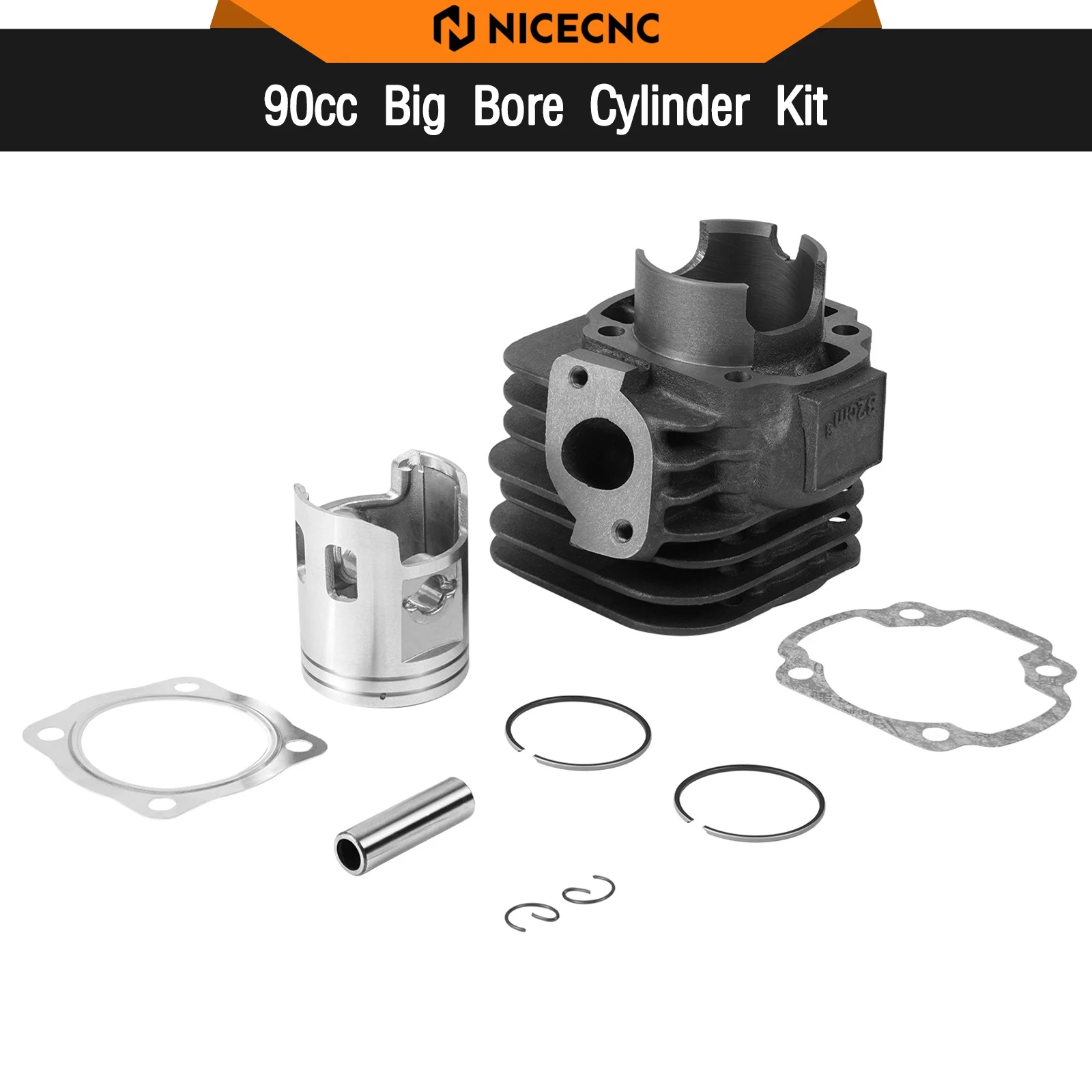 Kit de culata de gran cilindro de motor de 90cc, pasador de muñeca de cilindro maestro para Yamaha JOG de 2 tiempos 50QMF E50QMF 1E50QMF 1PE50QMF Minarelli