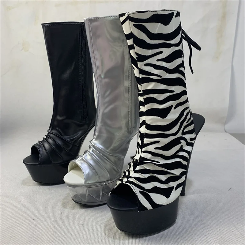 LAIJIANJINXIA New 15CM/6inches PU Upper Sexy Exotic High Heel Platform Party Women Boots Pole Dance Shoes C024