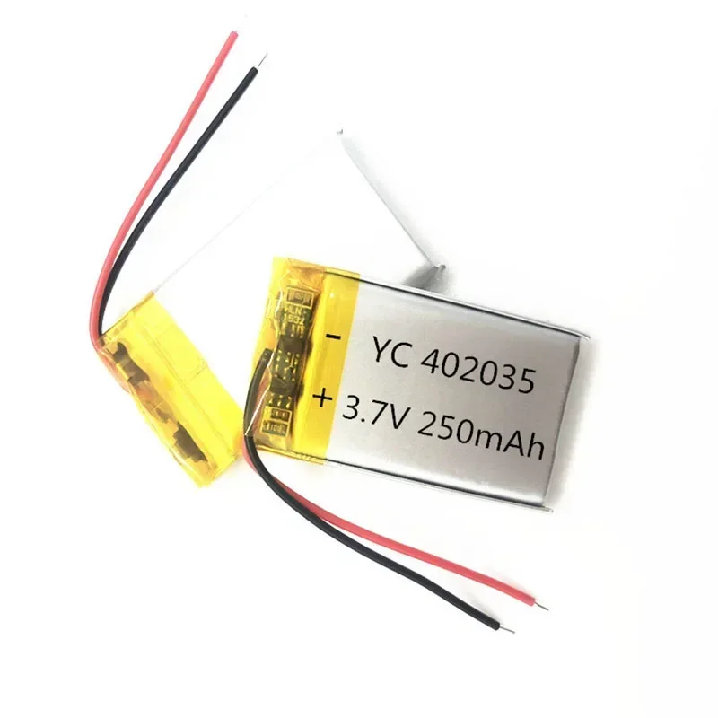 1 buah sel baterai Li-ion isi ulang Lithium Lipo 3.7V 250mAh 402035 042035 untuk GPS MP3 MP4 Speaker Headset Bluetooth