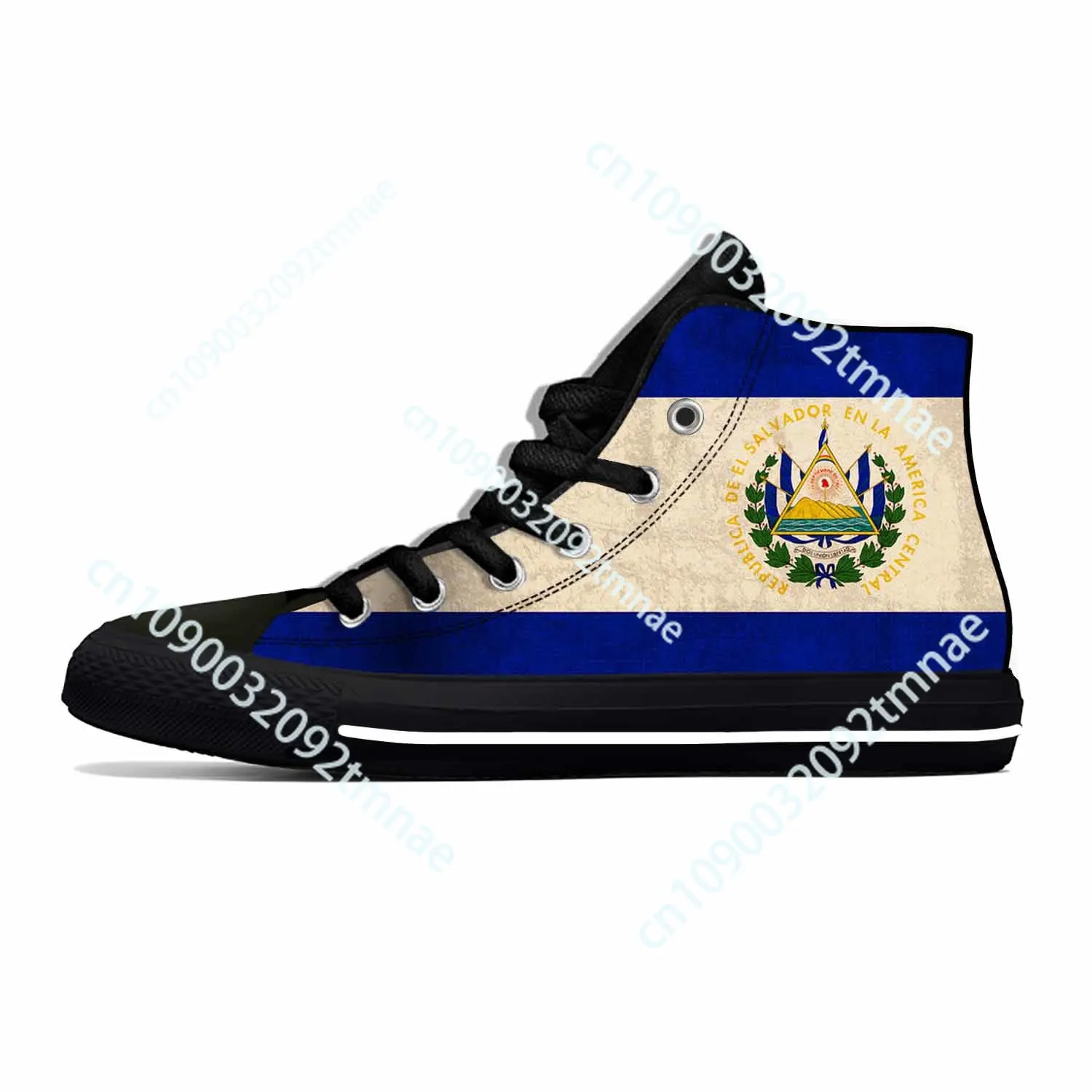 

El Salvador Salvadoran Flag Patriotic Pride Funny Casual Shoes High Top Lightweight Custom Shoes Breathable Men Women Sneakers