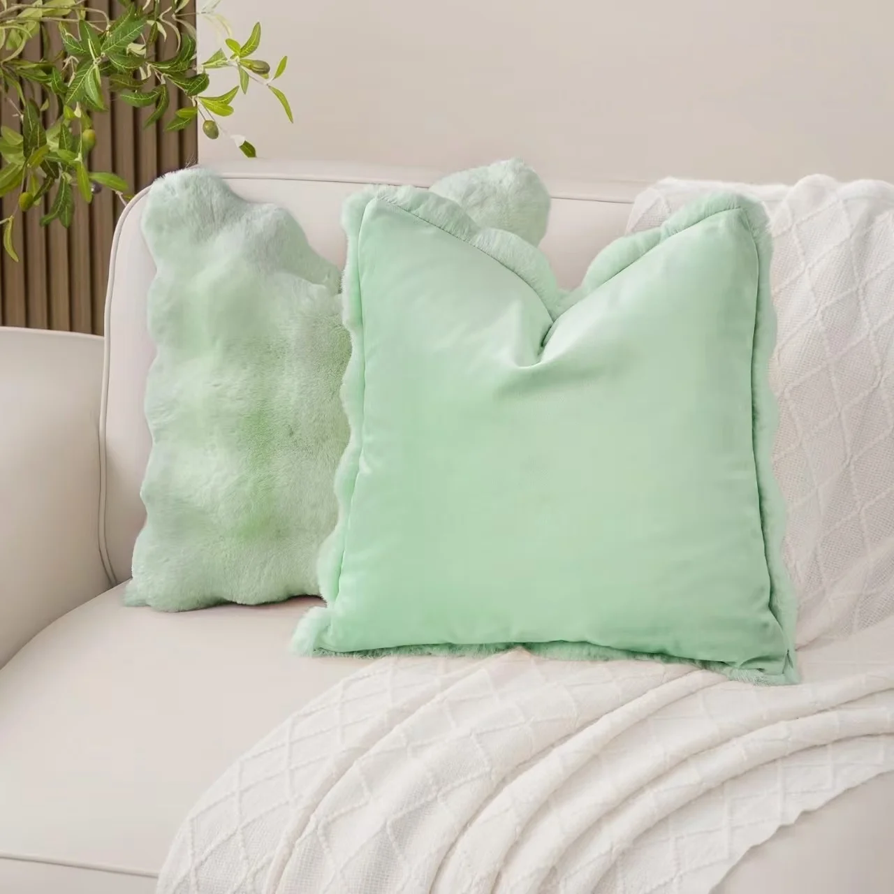 Pack of 2 Plush Decorative Pillowcases, Modern Minimalist Style, Suitable for Sofas, Bedrooms, and Car Interiors