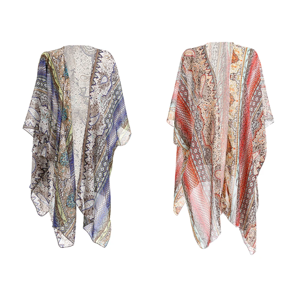 Women’s Chiffon Long Kimono Loose Cardigan Lightweight Breathable Flowy Open Front Tops