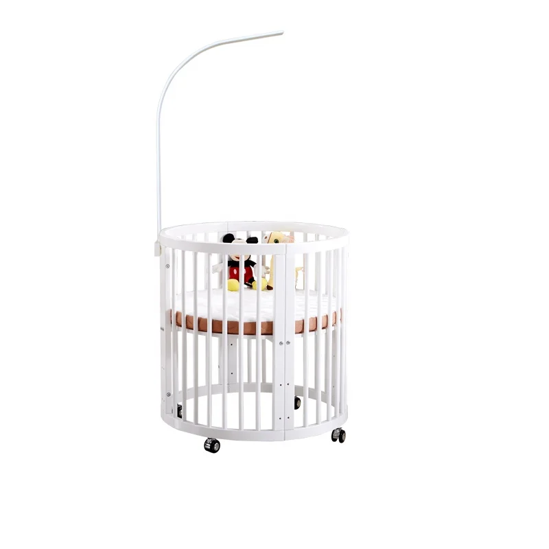 

New Type Full Size Baby Solid Wood Pine Twin Cot Bed,multifunctional Twin Baby Bed Crib