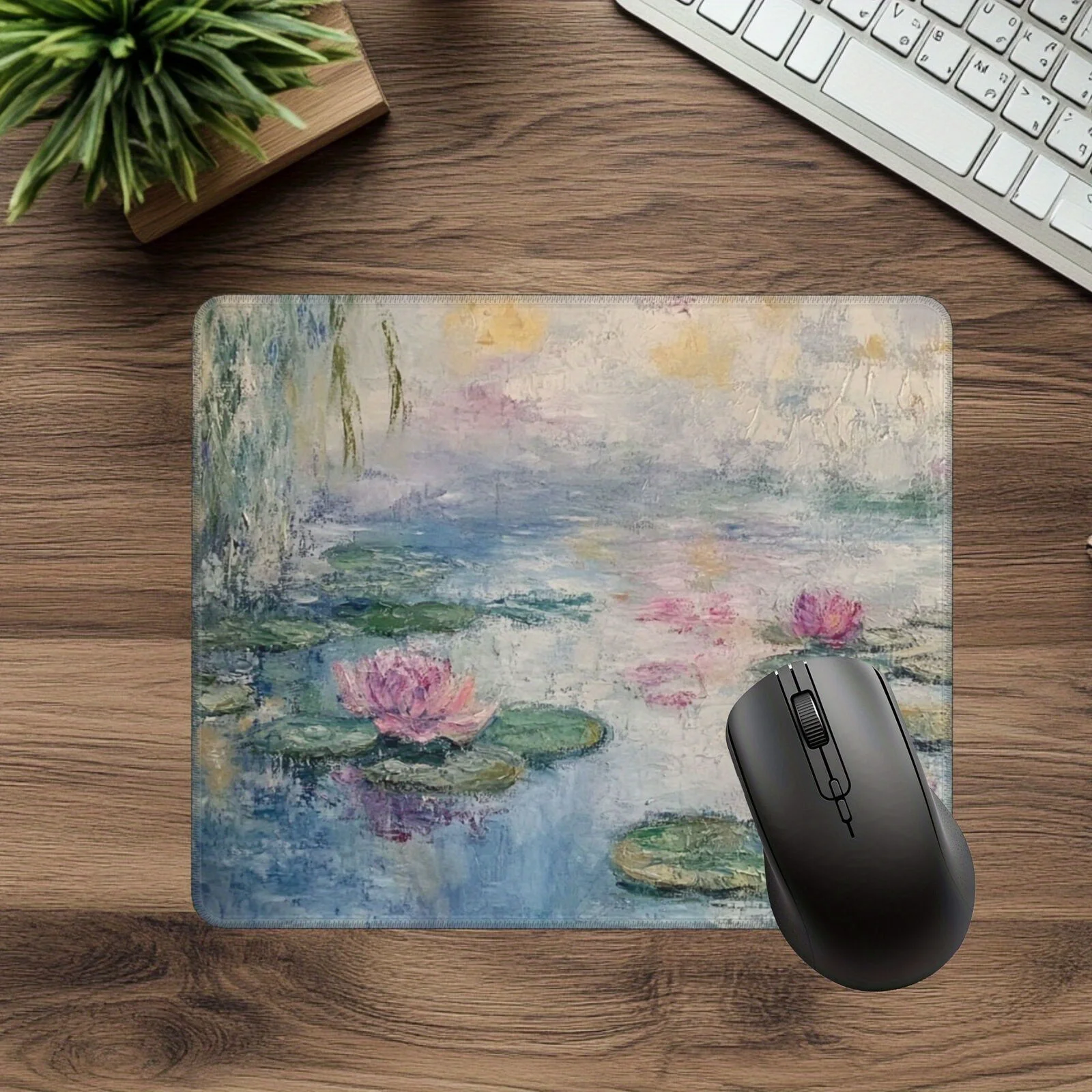 

Mouse Pad Monet Inspired Non-Slip Rubber Washable Water Lily mousepad small Set up desk accessories office rug keyboard mat