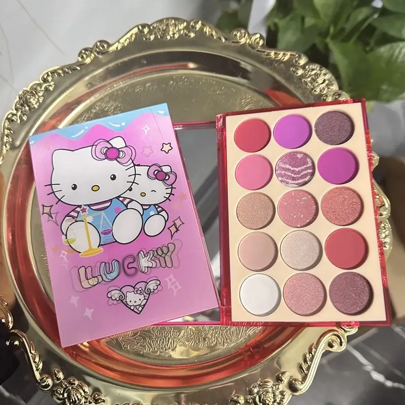 New Hello Kitty 15 Colors Cartoon Kawaii Eye Shadow Palette 3D Matte Cosmetic Girl Student Exquisite Life Supplies Birthday Gift