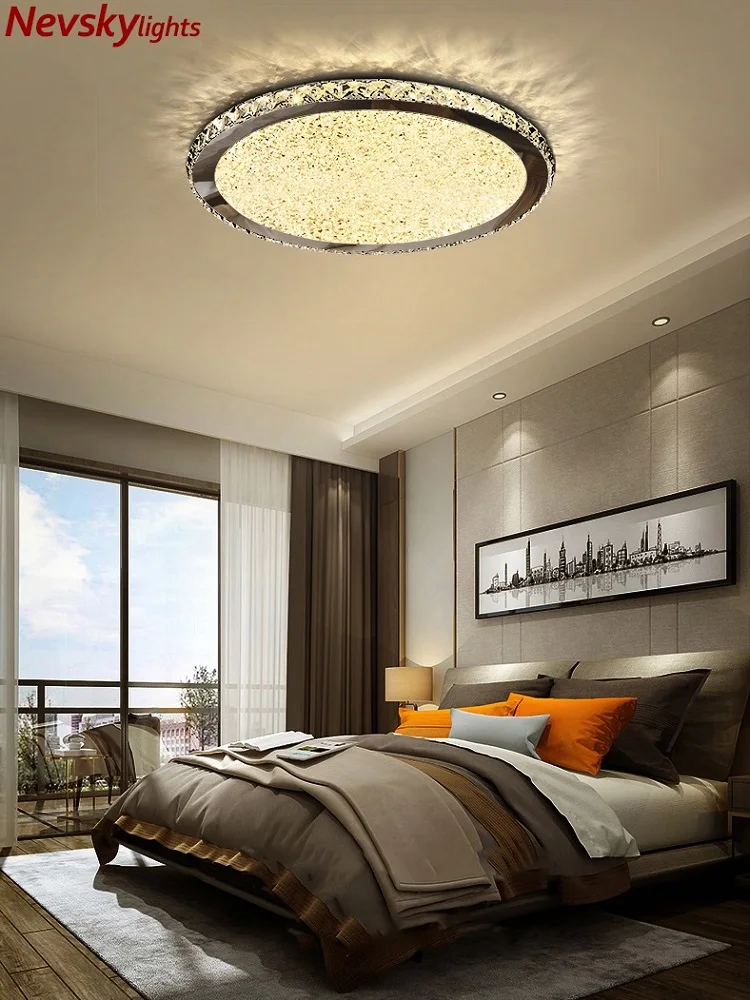 

Modern led ceiling lights living room luxury crystal ceiling lamp bedroom Round crystal fixtures kitchen crystal ceiling lamps