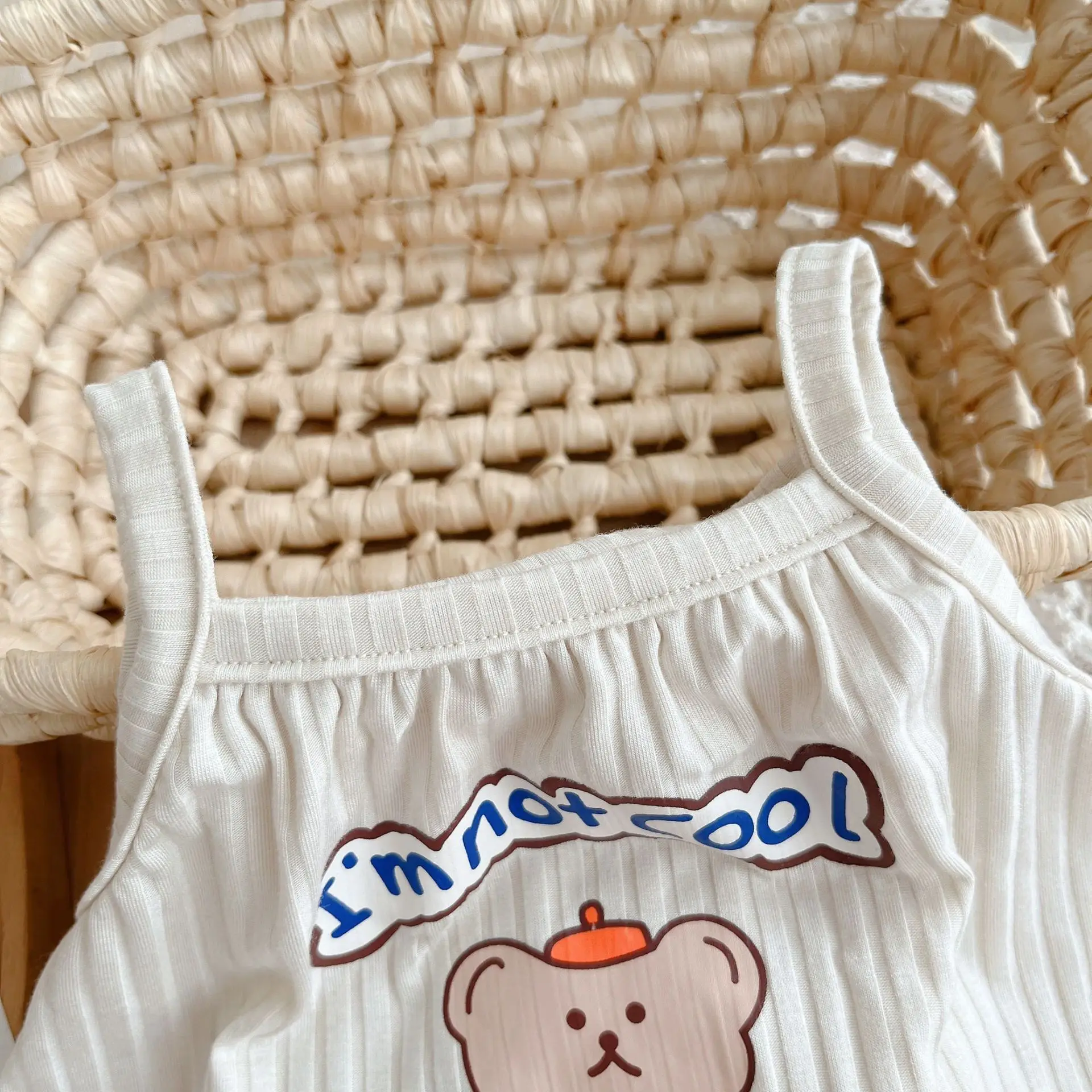 Cute Cartoon Bear Sling Jumpsuit for Infants Toddlers - 90% Cotton, Thin, Breathable  Perfect  Summer Kids Baby Romper