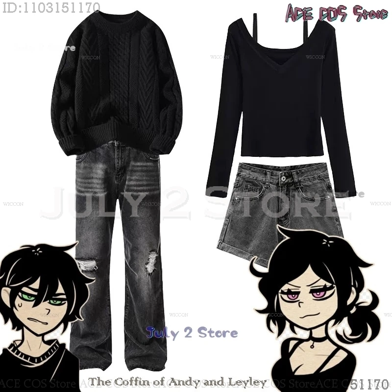 The Coffin of Andy and Leyley Andrew Ashley Cosplay Costume Wig Halloween Party Couple Uniform Black Suit Top Pants Dark Game