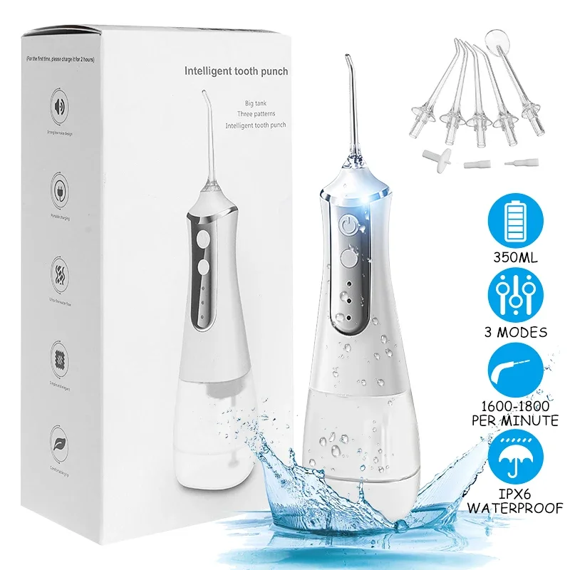 350ML Water Tank Waterproof Teeth Cleaner Oral Irrigator USB Rechargeable Water Flosser Portable Dental Water Jet