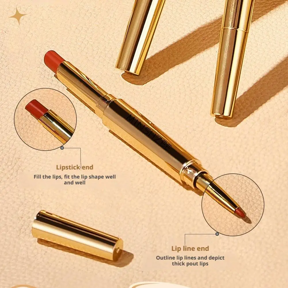 Rossetto a doppia testa a 6 colori Matita per labbra opaca Antiaderente Matita per labbra idratante liscia per donne a lunga durata per ritocchi e viaggi