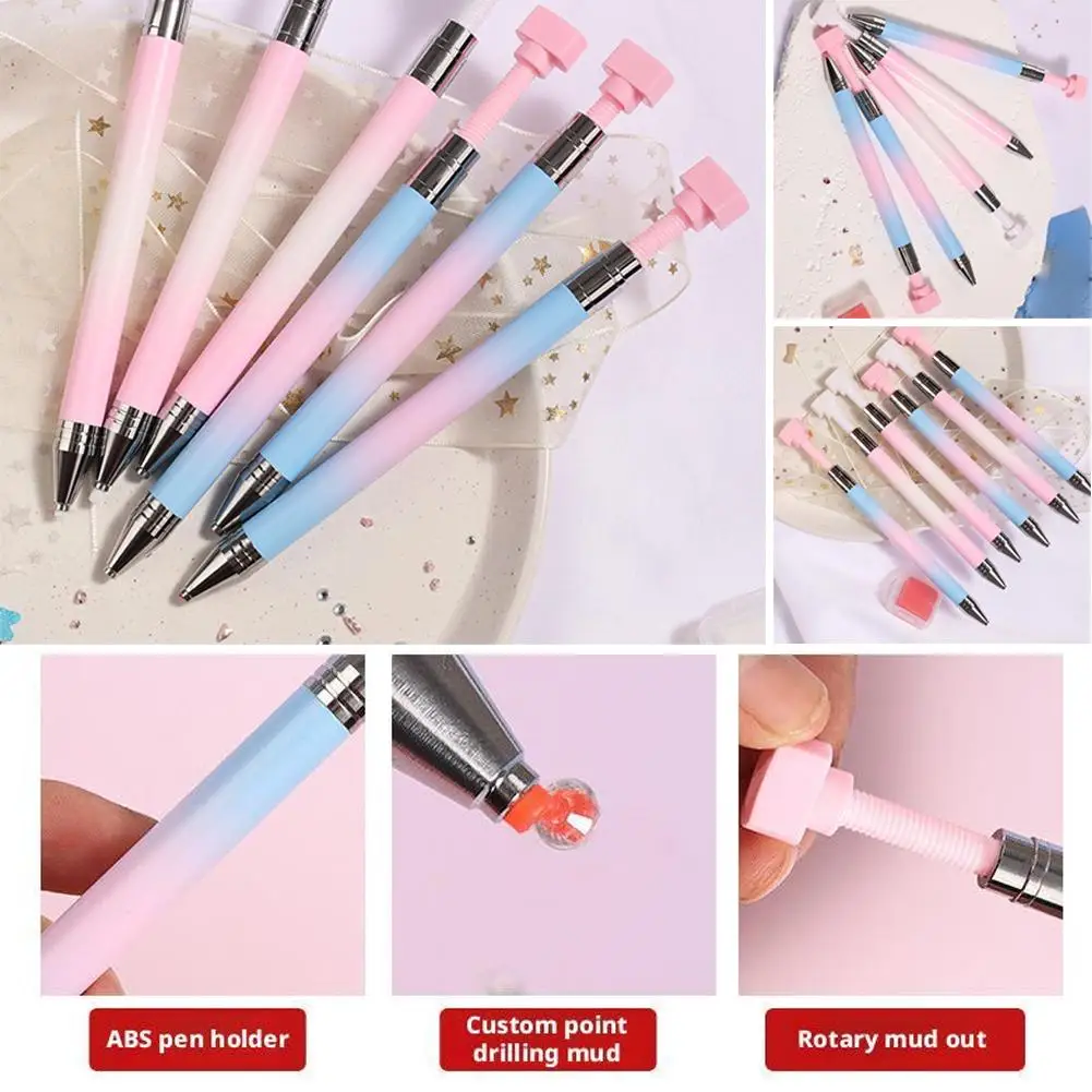Bolígrafo de cera recargable, bolígrafo automático de arte de diamante, bolígrafo giratorio para decoración de uñas, accesorios de arte de diamante Diy, herramienta rápida